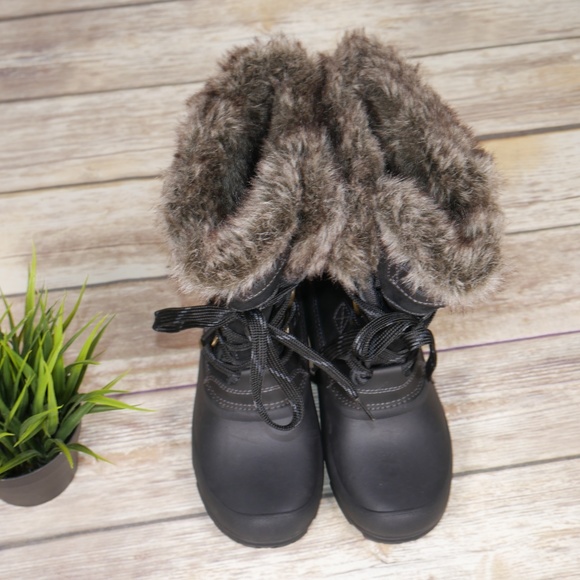 Khombu Black Faux Fur Winter Boots Size 8 - Picture 2 of 7